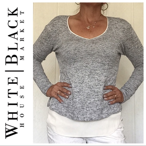 WHITE HOUSE BLACK MARKET LAYERED TOP SMALL - Picture 1 of 16